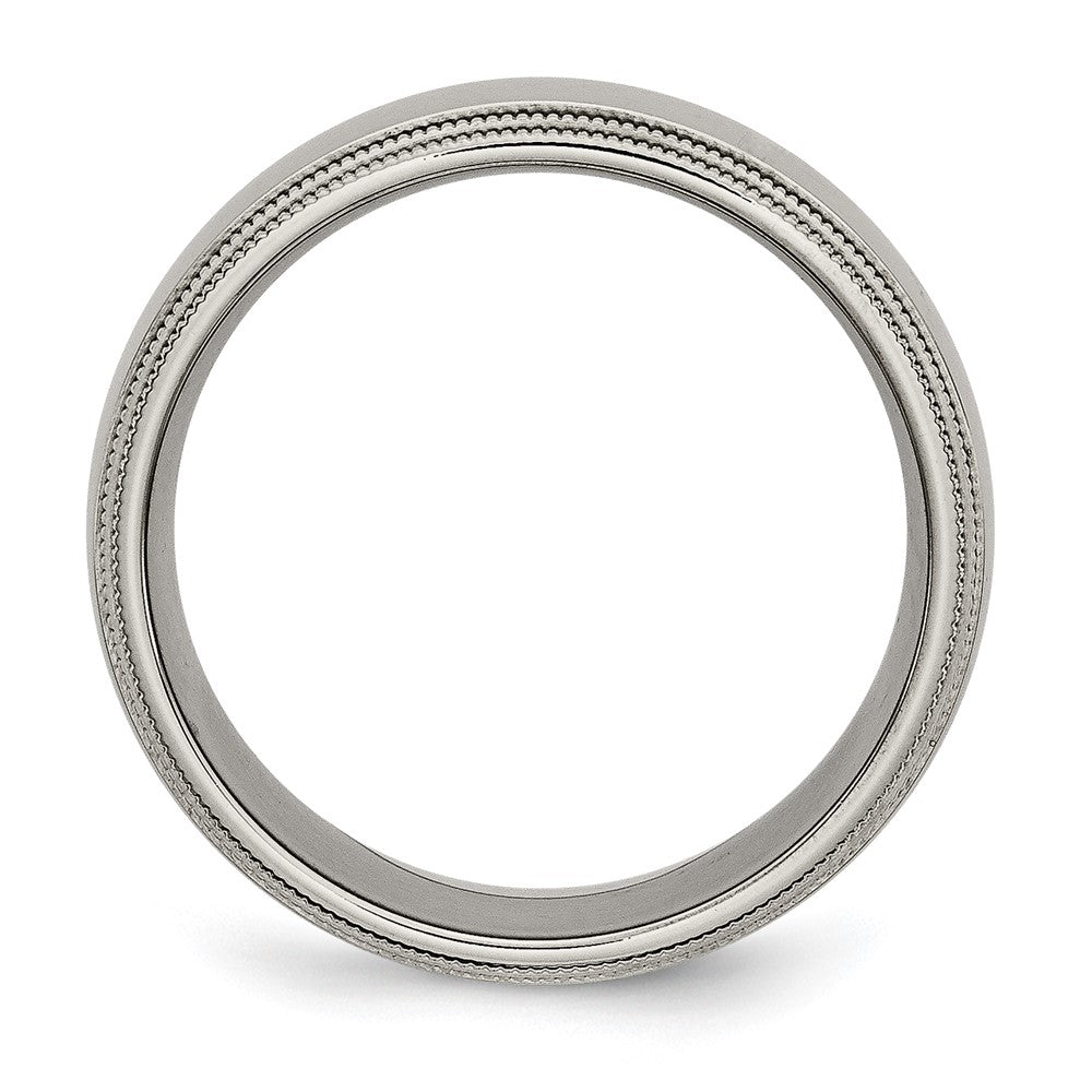 Titanium Polished 8mm Grooved and Beaded Edge Band
