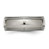 Titanium Polished 8mm Grooved and Beaded Edge Band