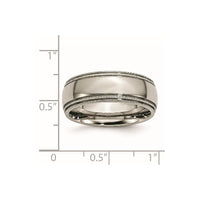 Titanium Polished 8mm Grooved and Beaded Edge Band