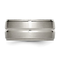Titanium Brushed and Polished 10mm Grooved Ridged Edge Band