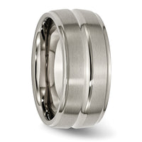 Titanium Brushed and Polished 10mm Grooved Ridged Edge Band