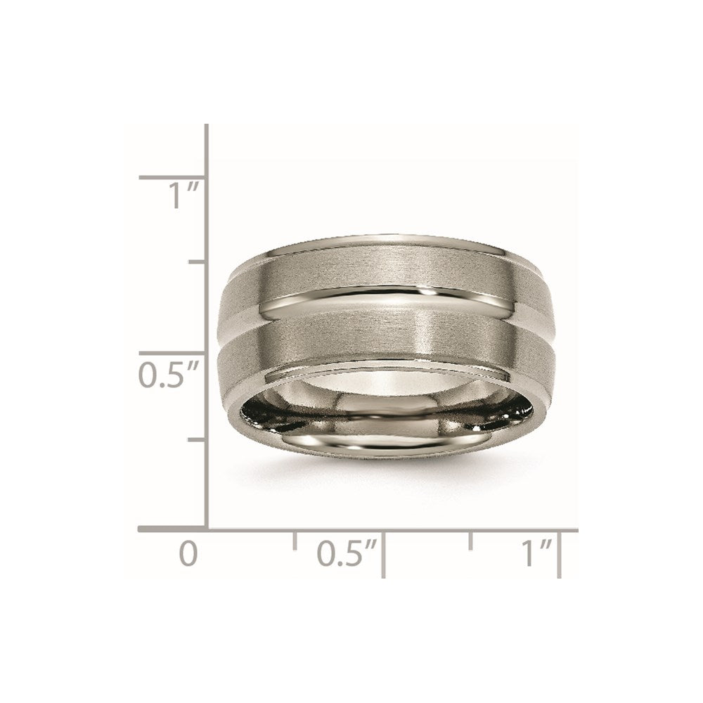 Titanium Brushed and Polished 10mm Grooved Ridged Edge Band