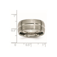 Titanium Brushed and Polished 10mm Grooved Ridged Edge Band