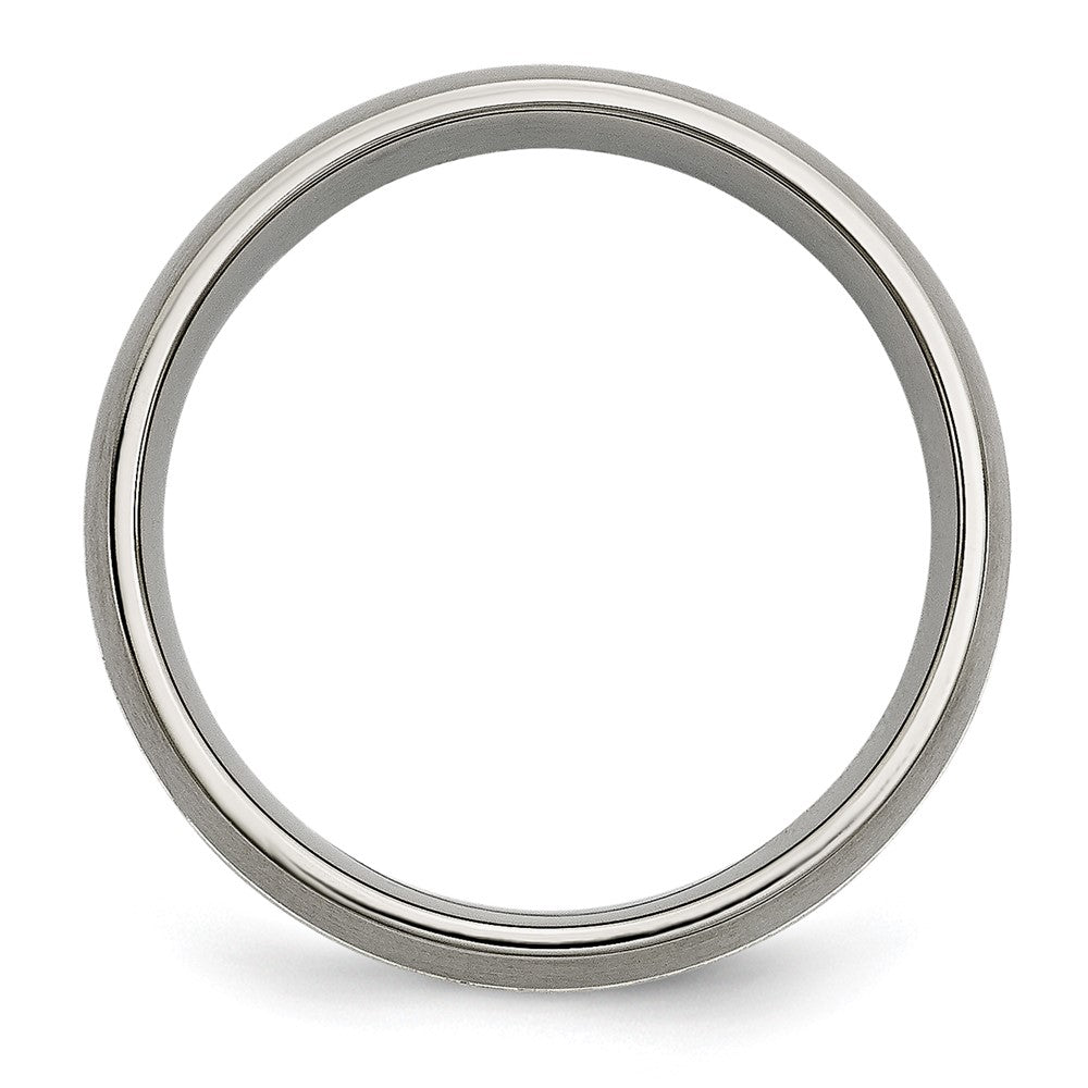 Titanium Brushed/Polished w/Sterling Silver Inlay 7mm Grooved Band