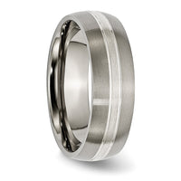 Titanium Brushed/Polished w/Sterling Silver Inlay 7mm Grooved Band