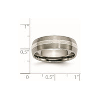 Titanium Brushed/Polished w/Sterling Silver Inlay 7mm Grooved Band