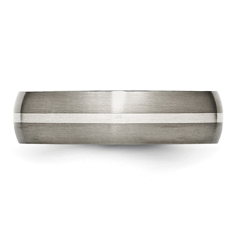 Titanium Brushed w/Sterling Silver Inlay 6mm Band