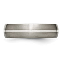 Titanium Brushed w/Sterling Silver Inlay 6mm Band