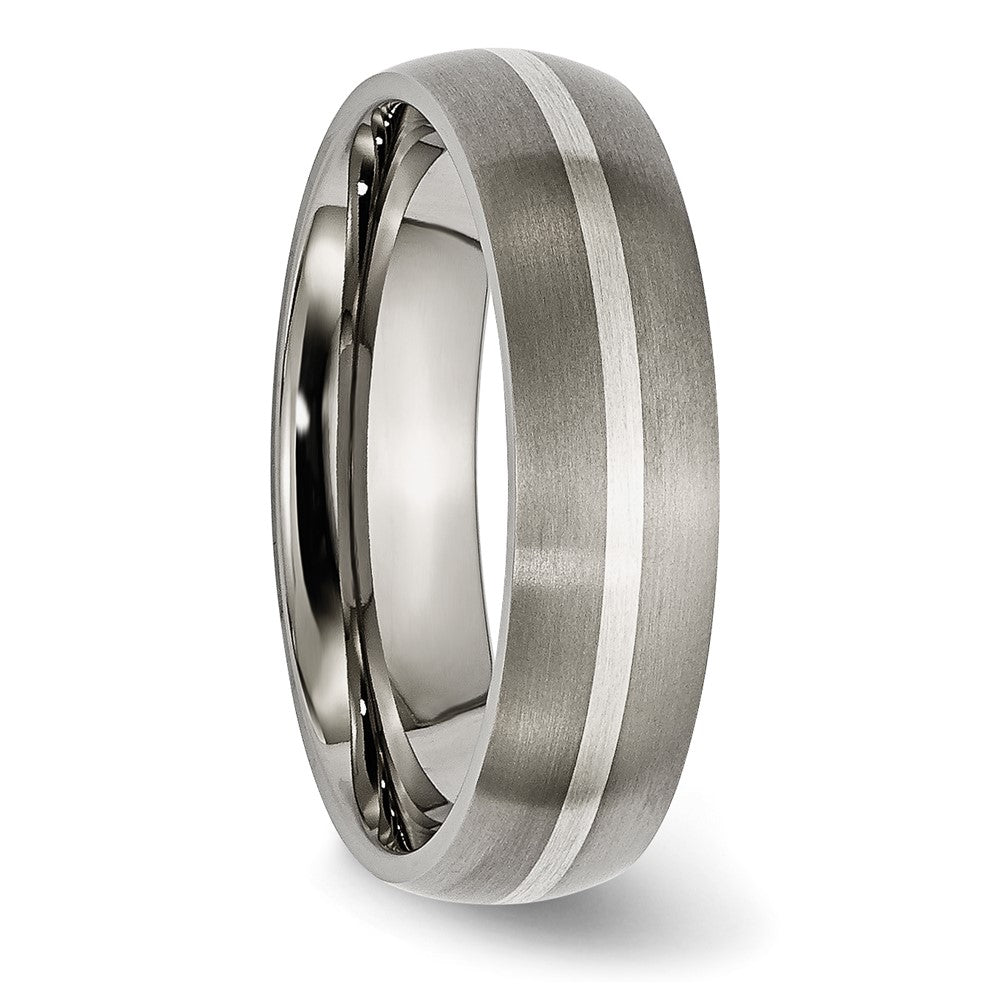 Titanium Brushed w/Sterling Silver Inlay 6mm Band