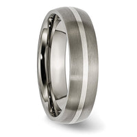 Titanium Brushed w/Sterling Silver Inlay 6mm Band