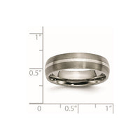 Titanium Brushed w/Sterling Silver Inlay 6mm Band