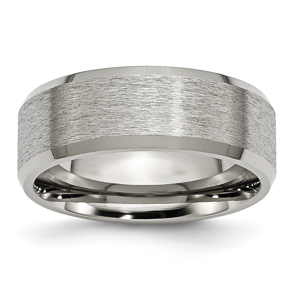 Titanium Satin and Brushed 8mm Beveled Edge Band
