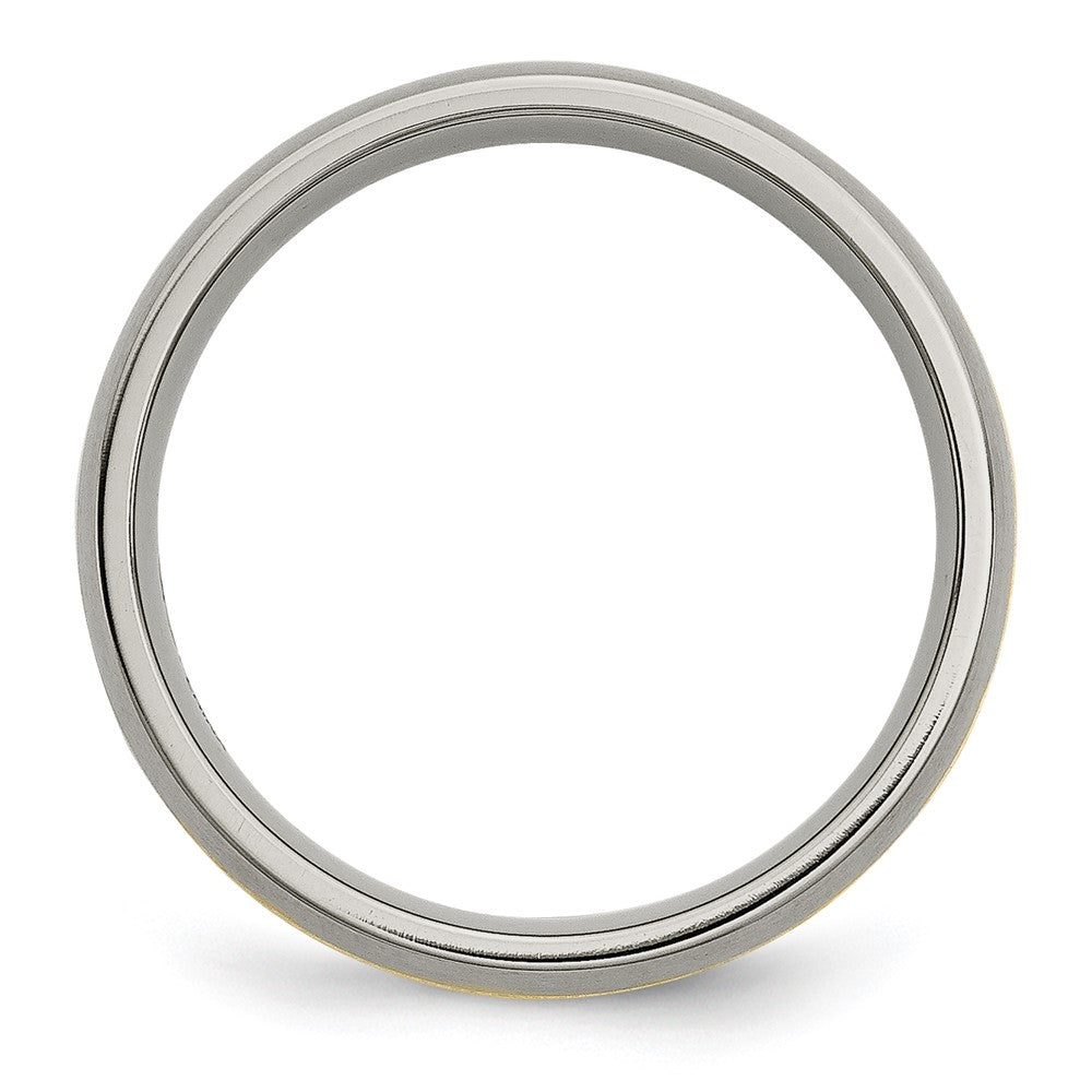 Titanium Brushed w/14k Yellow Inlay 6mm Grooved Band