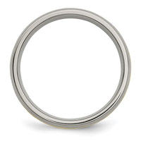 Titanium Brushed w/14k Yellow Inlay 6mm Grooved Band