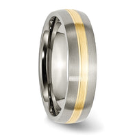 Titanium Brushed w/14k Yellow Inlay 6mm Grooved Band