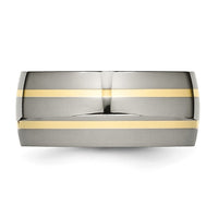 Titanium Polished w/14k Yellow Inlay 10mm Band