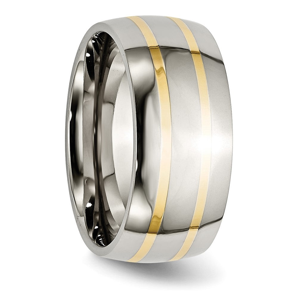 Titanium Polished w/14k Yellow Inlay 10mm Band