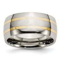 Titanium Polished w/14k Yellow Inlay 10mm Band