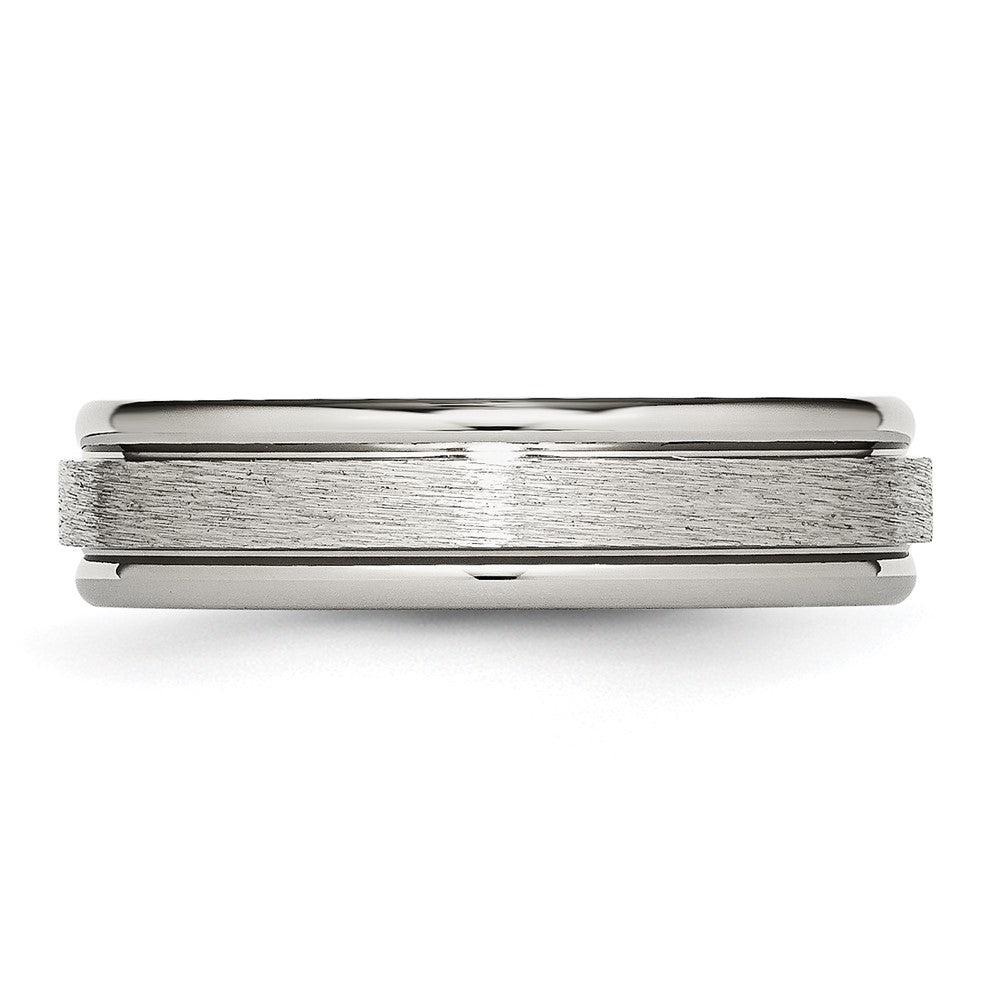 Titanium Brushed and Polished 6mm Grooved Edge Band