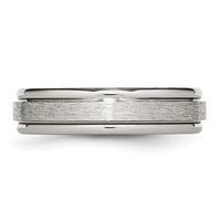 Titanium Brushed and Polished 6mm Grooved Edge Band