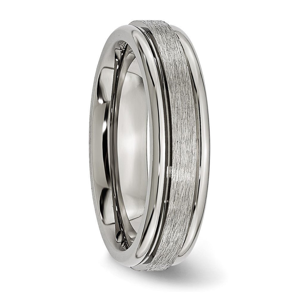 Titanium Brushed and Polished 6mm Grooved Edge Band
