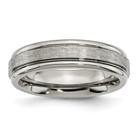 Titanium Brushed and Polished 6mm Grooved Edge Band