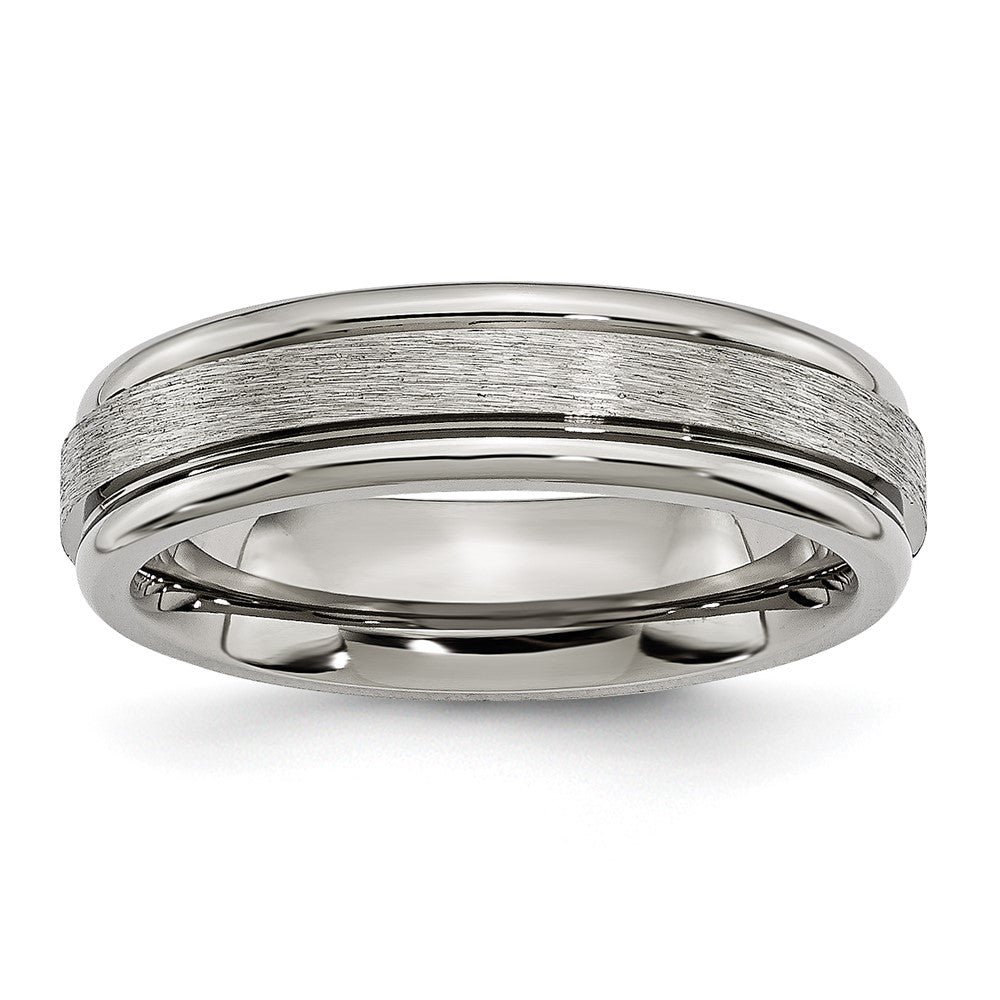Titanium Brushed and Polished 6mm Grooved Edge Band