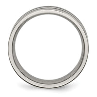 Titanium Brushed Black Enamel Grooved 7mm Flat Band