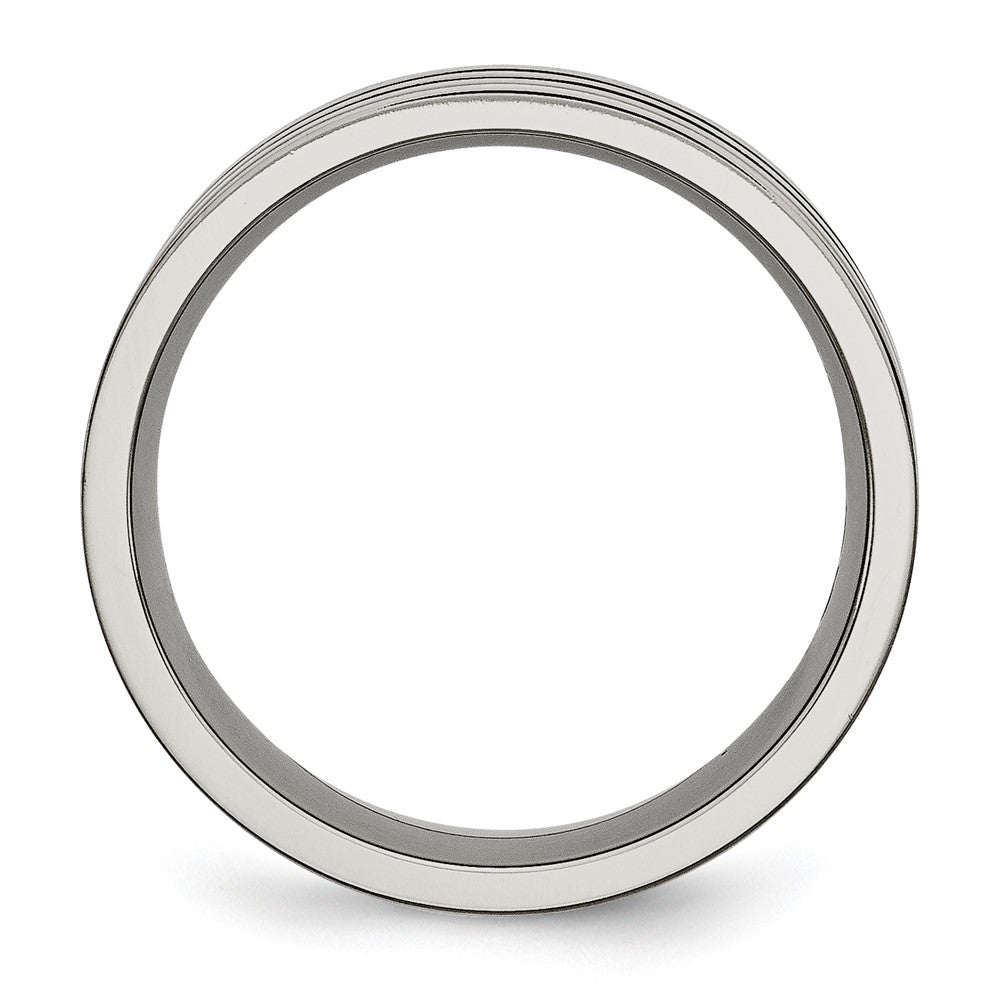 Titanium Polished Black Enamel Grooved 8mm Flat Band