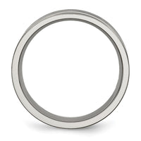 Titanium Polished Black Enamel Grooved 8mm Flat Band