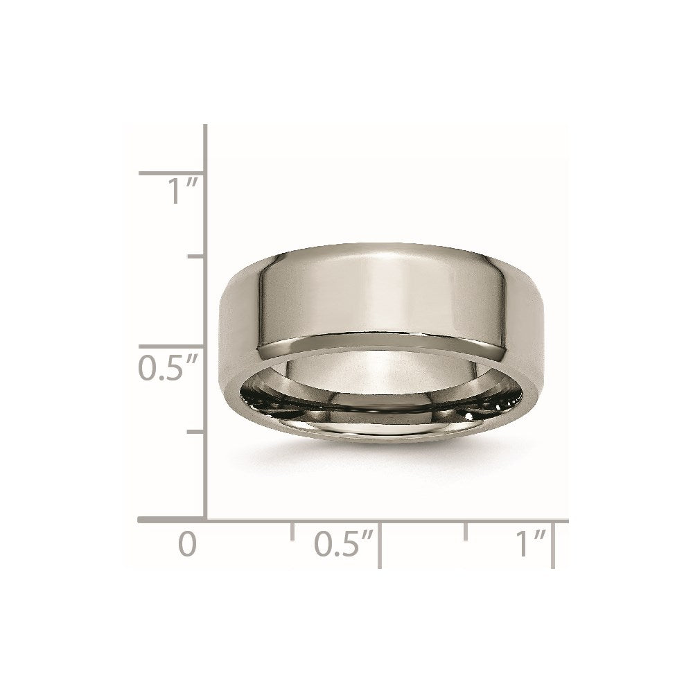 Titanium Polished 8mm Beveled Edge Band