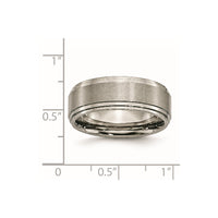 Titanium Brushed Center 8mm Double Step Ridged Edge Band