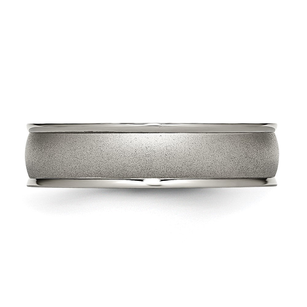 Titanium Brushed Center 6mm Ridged Edge Band