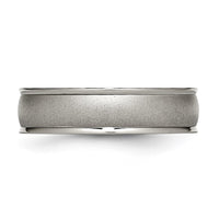 Titanium Brushed Center 6mm Ridged Edge Band