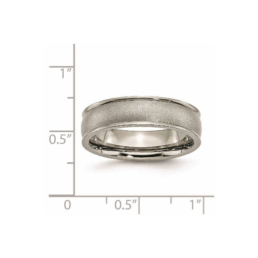 Titanium Brushed Center 6mm Ridged Edge Band