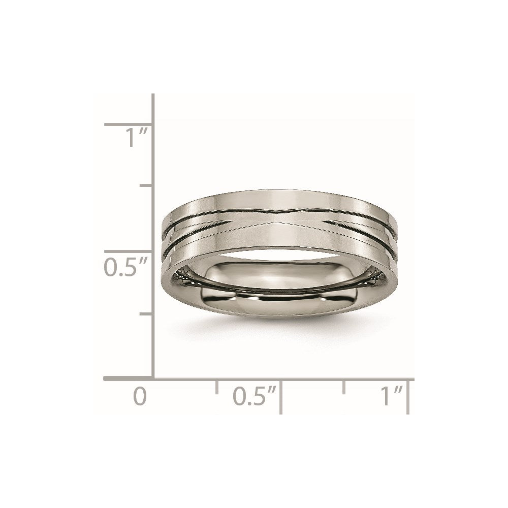 Titanium Polished 6mm Grooved Band