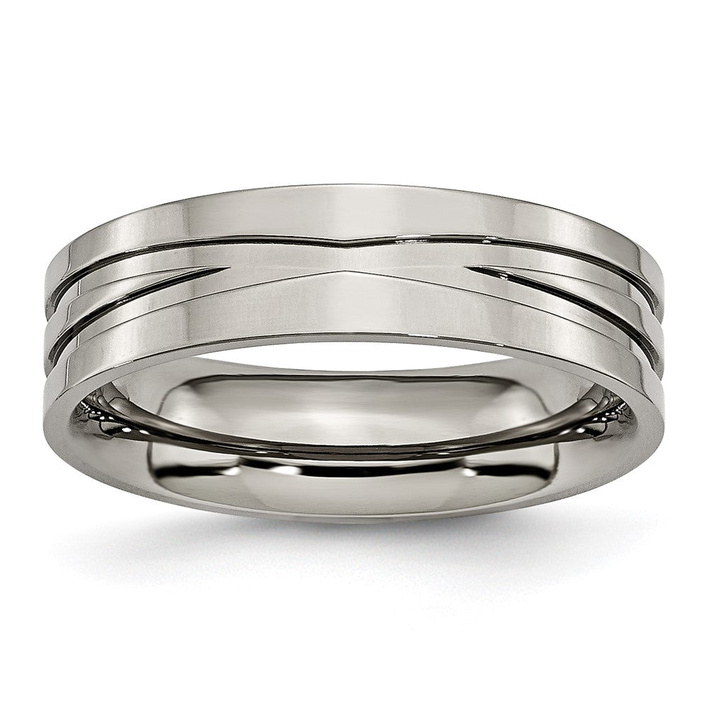 Titanium Polished 6mm Grooved Band
