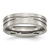 Titanium Polished 6mm Grooved Band