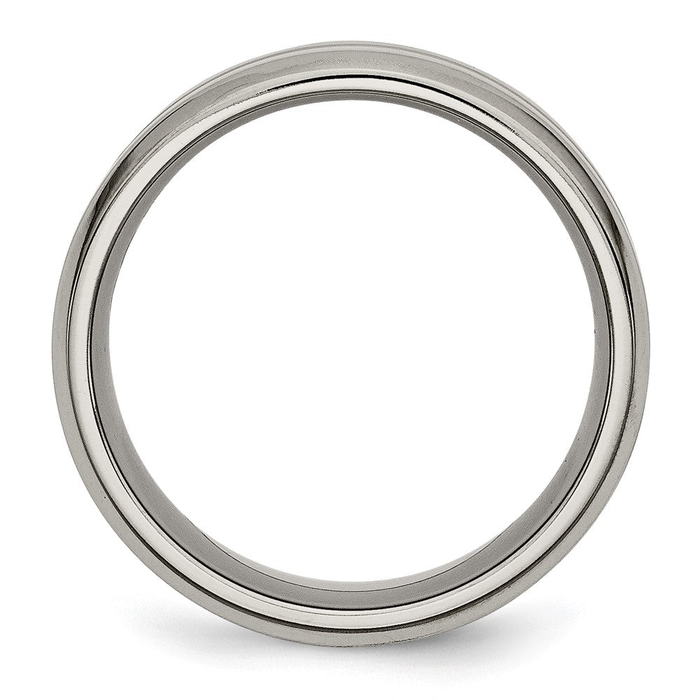 Titanium Brushed and Polished 8mm Grooved Beveled Edge Band