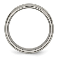 Titanium Brushed and Polished 8mm Grooved Beveled Edge Band