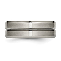 Titanium Brushed and Polished 8mm Grooved Beveled Edge Band