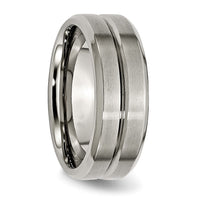 Titanium Brushed and Polished 8mm Grooved Beveled Edge Band