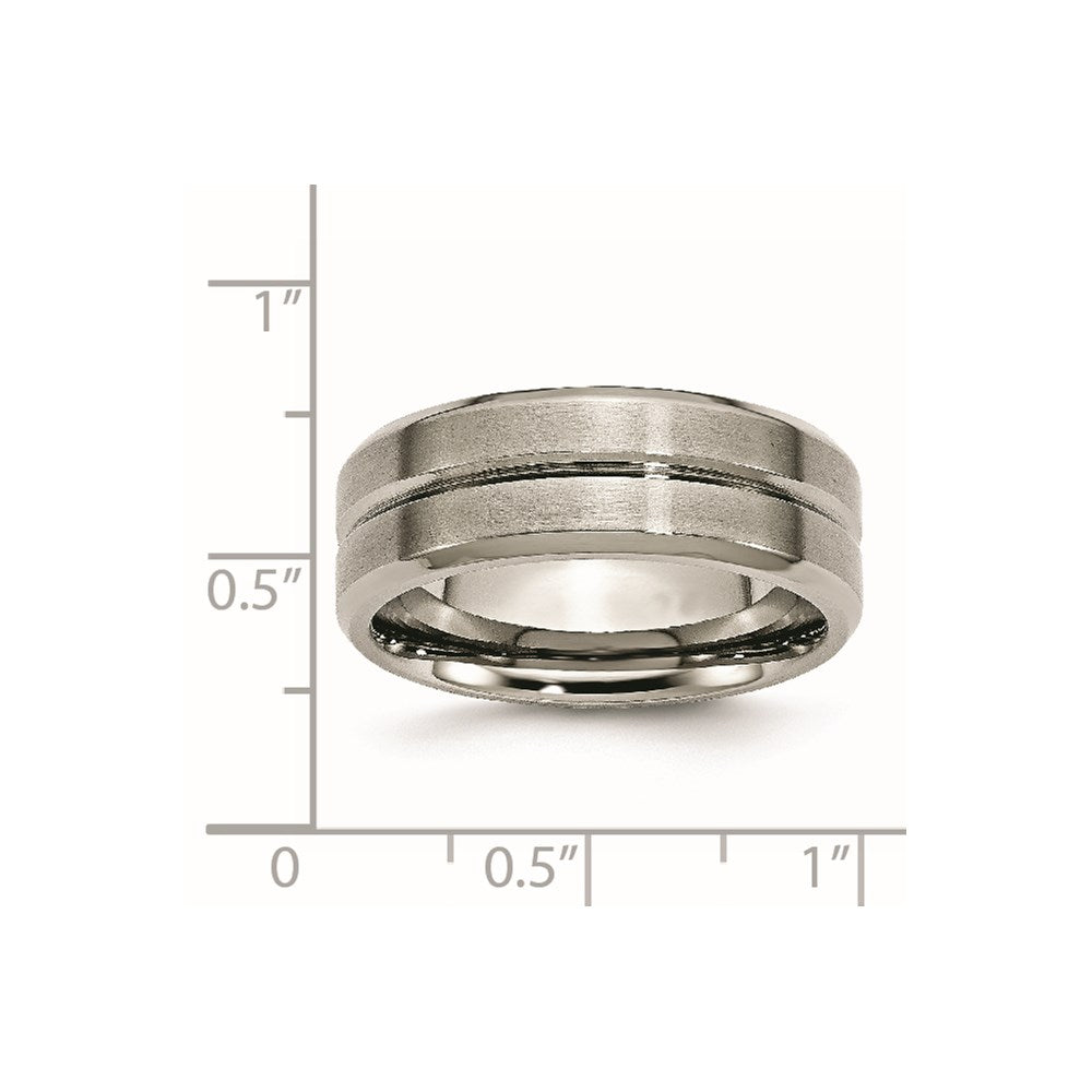 Titanium Brushed and Polished 8mm Grooved Beveled Edge Band