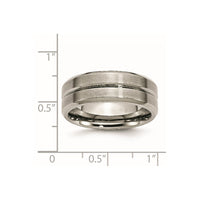 Titanium Brushed and Polished 8mm Grooved Beveled Edge Band