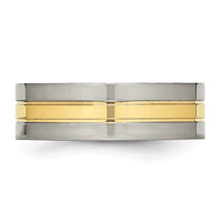 Titanium Polished Yellow IP-plated 7mm Grooved Band