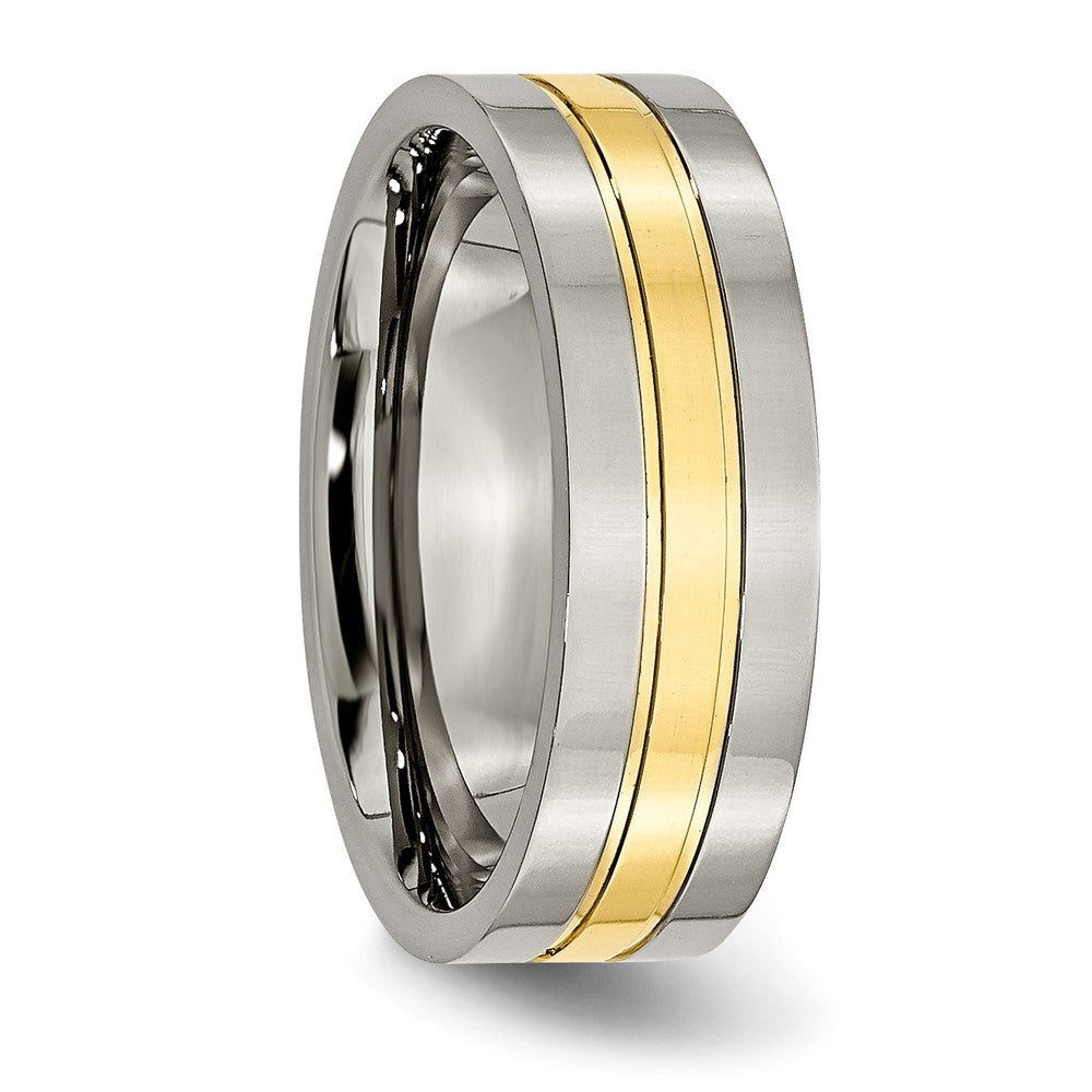 Titanium Polished Yellow IP-plated 7mm Grooved Band