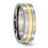 Titanium Polished Yellow IP-plated 7mm Grooved Band