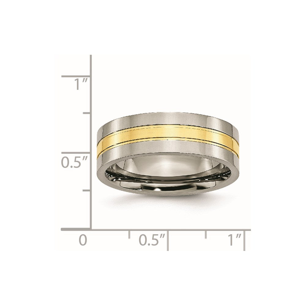 Titanium Polished Yellow IP-plated 7mm Grooved Band