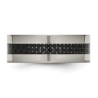 Titanium Polished w/Black Carbon Fiber Inlay Flat 8mm Band