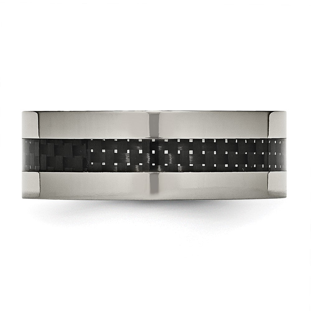 Titanium Polished w/Black Carbon Fiber Inlay Flat 8mm Band